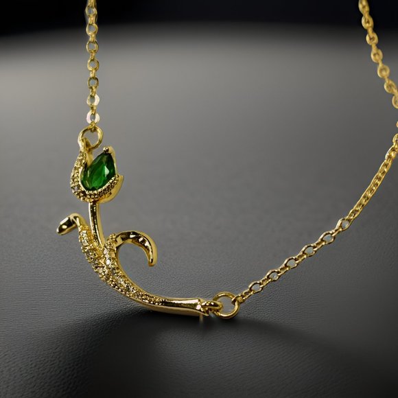 Gold 0.5 ct Jade Rose Zircon Pendant Necklace - Picture 8 of 16